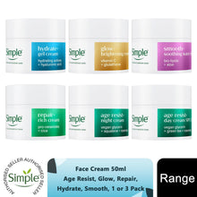 Load image into Gallery viewer, Simple Face Cream 50ml - Age Resist, Glow, Repair, Hydrate, Smooth, 1 or 3 Pack