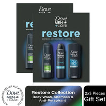 Load image into Gallery viewer, Dove Men+Care Restore Bodywash, Shampoo &amp; Bodyspray 3 Pieces Gift Set for Him