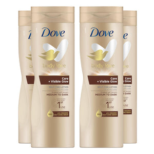 4pk of 400ml Dove Visible Glow Self-Tan Lotion of Medium to Dark Skin