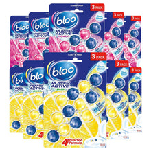 Load image into Gallery viewer, Bloo Power Active Toilet Rim Block Fresh Flowers &amp; Lemon AntiLimescale 3x50g 5pk