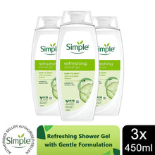 Load image into Gallery viewer, Simple Kind to Skin Refreshing Shower Gel 450ml, 3 Pack