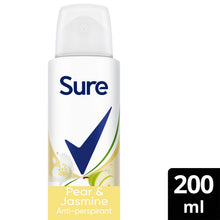 Load image into Gallery viewer, Sure Women Deodorant Spray Pear &amp; Jasmine with 48Hrs Protection 200ml, 6 Pack