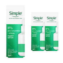 Load image into Gallery viewer, Simple Repair+ Serum Pro-Ceramide Omega 11% Barrier Repair Care 30ml, 3 Pack