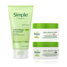 Load image into Gallery viewer, Simple Travel Wash 50ml Day Cream SPF 15 &amp; Night Cream Bundle