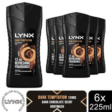Load image into Gallery viewer, Lynx Dark Temptation 12-H Refreshing Fragrance Shower Gel Body Wash, 6x225ml