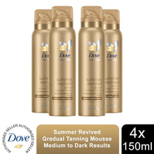 Load image into Gallery viewer, 4pk of 150ml Dove Derma Spa Gradual Self-Tan Body Mousse Medium to Dark