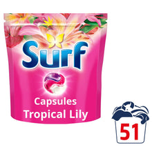 Load image into Gallery viewer, Surf 3 in 1 Laundry Washing Detergent Capsules Tropical Lily, 153 Washes