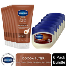 Load image into Gallery viewer, Vaseline Cocoa Butter Petroleum Jelly 100ml &amp; Hand Cream 75ml Set, 6 Pack