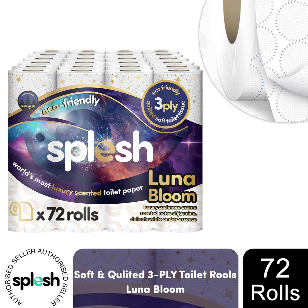 Splesh Quilted Luna Bloom 3-Ply Luxury Scented Toilet Tissue Paper, 72 Rolls