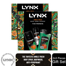 Load image into Gallery viewer, Lynx Jungle Fresh THE TRIFECTA BodyWash, Spray &amp; Antiperspirant Gift Set for Him