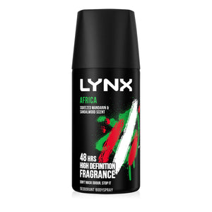 Lynx Body Spray Africa 48H High Definition Fragrance Deodorant for Men 35ml, 3pk