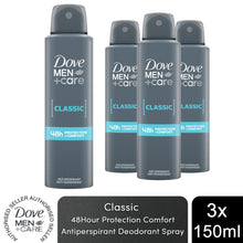 Load image into Gallery viewer, Dove Men+Care Classic Antiperspirant with 48H Sweat Protection Deo 150ml, 3 Pack