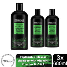 Load image into Gallery viewer, Tresemme Shampoo Replenish &amp; Cleanse with Vitamins Complex B, C &amp; E, 3x680 ml