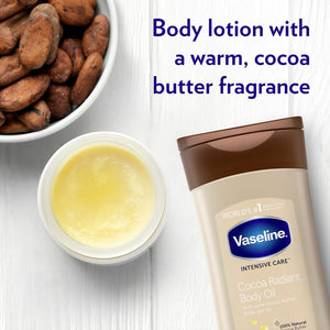 Vaseline Body Gel Oil Intensive Care Cocoa Radiant Pure Cocoa Butter 200ml, 3pk