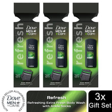 Load image into Gallery viewer, Dove Men+Care Refresh Extra Fresh Bodywash Gift Set for Him with Ankle Socks