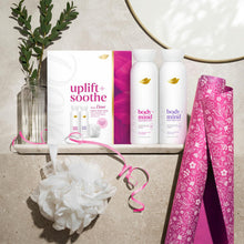 Load image into Gallery viewer, Dove Body + Mind Gift Set, Calming and Uplifting Body Washes Gift with Puff