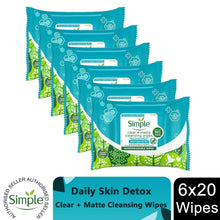 Load image into Gallery viewer, Simple Clear+Matte Daily Skin Detox Biodegradable Wipes for Oily Skin, 3 or 6 Pk