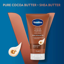 Load image into Gallery viewer, Vaseline Hand Cream Intensive Care Pure Cocoa Butter Cocoa Hydrate 75ml, 3 Pack
