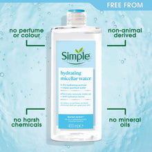 Load image into Gallery viewer, Simple Micellar Cleansing Water Hydrating Makeup Remover, 200ml or 400ml
