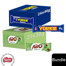 Load image into Gallery viewer, Nestle Chocolate Bar, Yorkie Milk Chocolate Bar 24x46g &amp; Aero Peppermint 24x36g