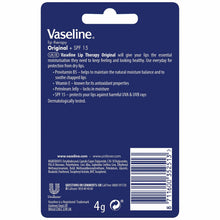 Load image into Gallery viewer, Vaseline Lip Balm Stick Original 4g, 4 Pack Lip Therapy Moisturising, Non Greasy