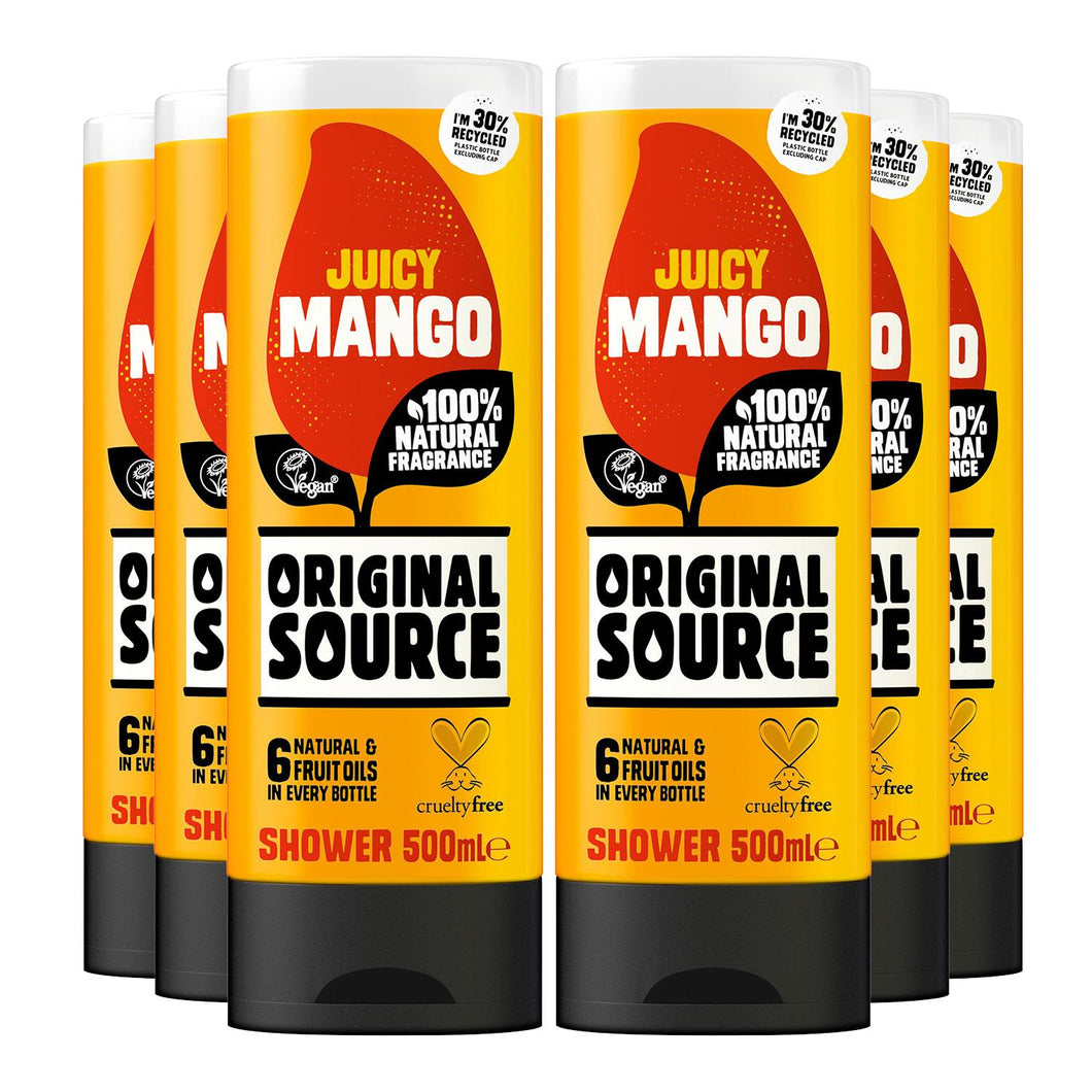 Original Source Vegan Shower Gel with 100% natural Fragrance 500ml, 6 Pack