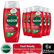 Load image into Gallery viewer, 6x Radox Mineral Therapy Shower Gel Feel Ready w/ Pomegranate&amp;apple Scent, 225ml