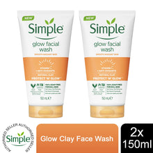 Load image into Gallery viewer, 2 Pack of 150ml, Simple Protect &amp; Glow Express Glow Clay Polish Face Wash