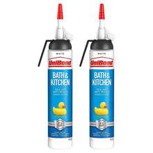 Load image into Gallery viewer, UniBond Mould Resistant Bath &amp; Kitchen Silicone Sealant White, 208g, 2pk