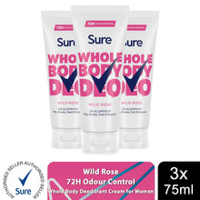 Load image into Gallery viewer, Sure Wild Rose Whole Body Deodorant Cream Aluminium Free 75ml, 3 Pack