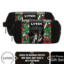 Load image into Gallery viewer, Lynx Africa THE TRIFECTA Bath &amp; Body 3 Pieces Gift Set for Him with Washbag