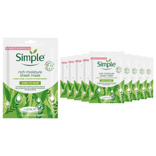 Load image into Gallery viewer, Simple Kind to Skin Rich Moisture Sheet Mask Sensitive Skin 21ml, 5,10 or 20 Pk
