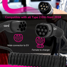 Load image into Gallery viewer, Cord Coiled 5m EV Charging Cable 230V 32A 7.4kW Portable Fast Charger UK Plug