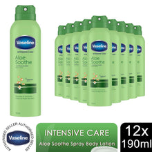 Load image into Gallery viewer, Vaseline Intensive Care Spray Body Moisturiser Aloe Soothe 190ml, 12 Pack