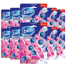 Load image into Gallery viewer, Bloo Power Active Toilet Rim Block Fresh Flowers Anti-Limescale 3 x 50g 10 packs