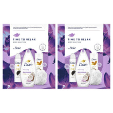 Load image into Gallery viewer, Dove Time to Relax Body Wash, Lotion Deo 3pcs Gift Set for Her with Shower Puff