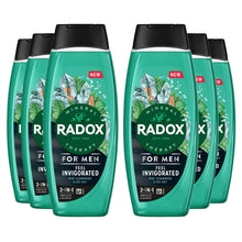 Load image into Gallery viewer, 6x Radox Mineral Therapy Feel Invigorated Shower Gel &amp; Shampoo for Men, 450ml