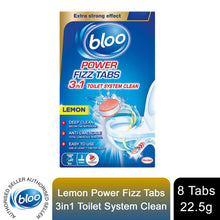 Load image into Gallery viewer, Bloo Power Toilet Fizz Tabs, Drain Deep Cleaning Bad Odour, 8 x 25g