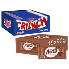 Load image into Gallery viewer, Nestle Sharing Bars, Crunch Milk Chocolate 20x100g &amp; Aero Milk Chocolate 15x90g