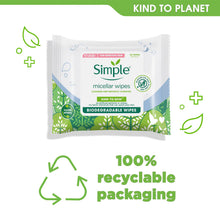 Load image into Gallery viewer, Simple Biodegradable Micellar Wipes with Glycerin &amp; Pro-Vitamin B5, 3 or 6 Pack