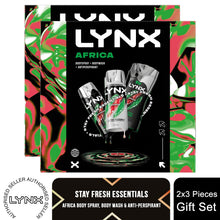 Load image into Gallery viewer, Lynx Africa Gift Set, Body Wash Spray Deodorant Trio,Long Lasting Freshness