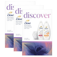Load image into Gallery viewer, Dove Discover Bodywash Collection 2 Pieces Gift Set for Her with Shower Puff