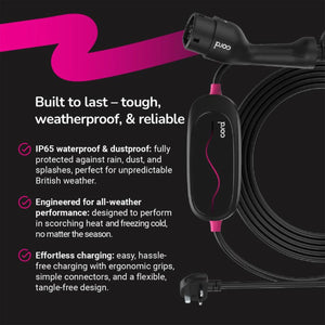Cord Lite 5m Portable EV Charger 230V Fast Charging with UK Plug Adapter