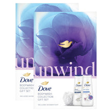 Load image into Gallery viewer, Dove Unwind Bodywash Collection 2 Pieces Gift Set for Her with Shower Puff