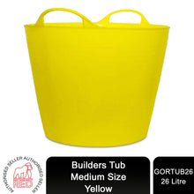 Load image into Gallery viewer, Red Gorilla GORTUB26 Medium Size Builders Yellow Tub w/ Comfort Grip Handles 26L