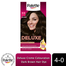 Load image into Gallery viewer, Palette Deluxe Creme Colouration 4-0 Dark Brown Hair Dye