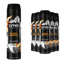 Load image into Gallery viewer, Lynx Fine Fragrance Collection Black Vanilla Body Spray Deodorant 200ml, 6 Pack