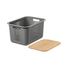 Load image into Gallery viewer, SmartStore Basket Recycled 20 Taupe Storage Box 13L With Brown Bamboo Lid