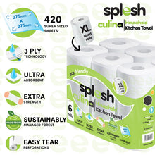 Load image into Gallery viewer, Splesh Culina XL Kitchen Towel 3 Ply 12 Rolls with 3in1 Laundry Capsules 140W