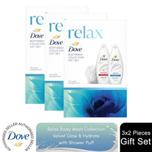 Load image into Gallery viewer, Dove Relax Body Wash Collection 2 Pieces Gift Set for Her with Shower Puff